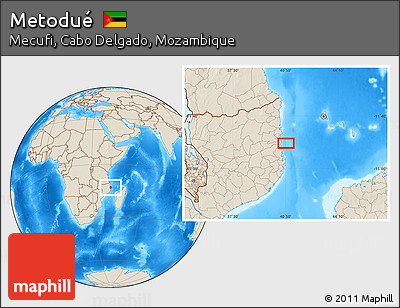 Shaded Relief Location Map of Metodué