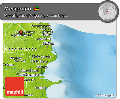 Physical Panoramic Map of Metipomo