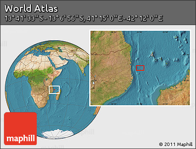 Satellite Location Map of the Area around 13° 24' 15" S, 41° 43' 30" E