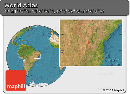 Satellite Location Map of the Area around 13° 24' 15" S, 41° 34' 30" W