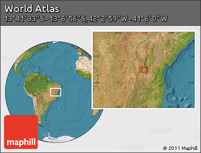 Satellite Location Map of the Area around 13° 24' 15" S, 41° 34' 30" W