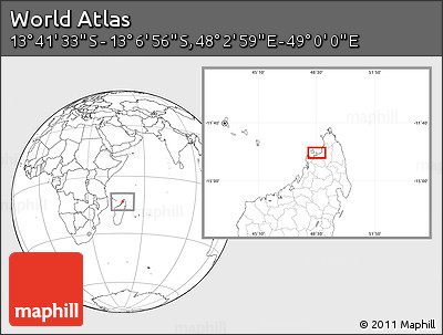 Blank Location Map of the Area around 13° 24' 15" S, 48° 31' 29" E