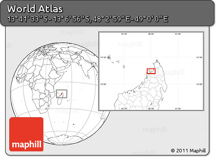 Blank Location Map of the Area around 13° 24' 15" S, 48° 31' 29" E