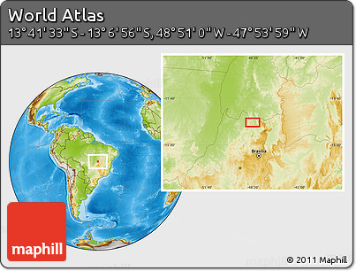 Physical Location Map of the Area around 13° 24' 15" S, 48° 22' 30" W