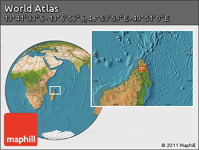 Satellite Location Map of the Area around 13° 24' 15" S, 49° 22' 30" E