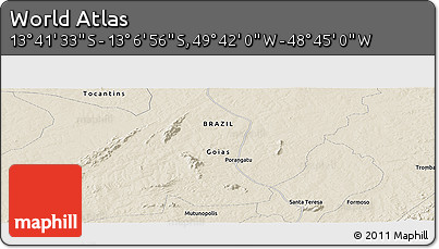 Shaded Relief Panoramic Map of the Area around 13° 24' 15" S, 49° 13' 30" W