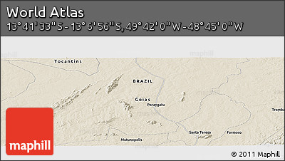 Shaded Relief Panoramic Map of the Area around 13° 24' 15" S, 49° 13' 30" W