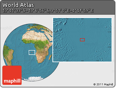 Satellite Location Map of the Area around 13° 24' 15" S, 4° 19' 30" E