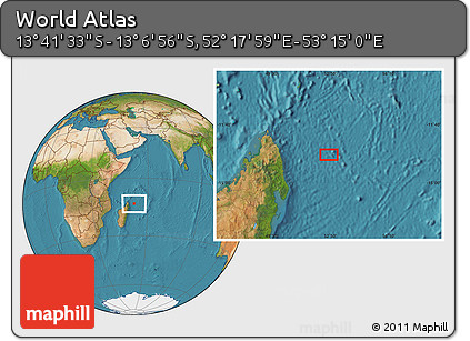Satellite Location Map of the Area around 13° 24' 15" S, 52° 46' 29" E