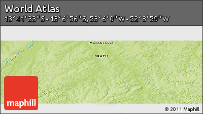 Physical Panoramic Map of the Area around 13° 24' 15" S, 52° 37' 30" W
