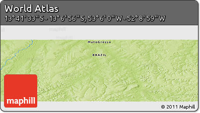 Physical Panoramic Map of the Area around 13° 24' 15" S, 52° 37' 30" W