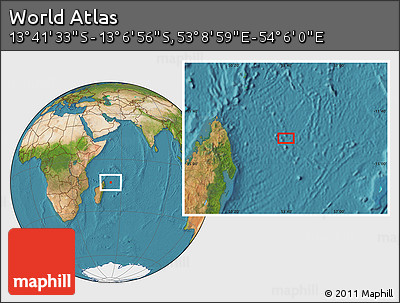 Satellite Location Map of the Area around 13° 24' 15" S, 53° 37' 30" E