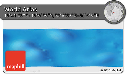 Physical Panoramic Map of the Area around 13° 24' 15" S, 53° 37' 30" E