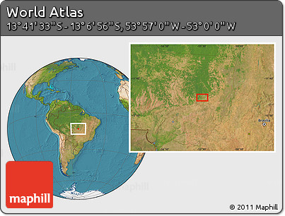 Satellite Location Map of the Area around 13° 24' 15" S, 53° 28' 30" W
