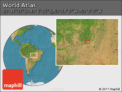Satellite Location Map of the Area around 13° 24' 15" S, 53° 28' 30" W