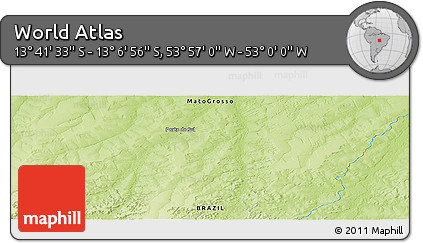 Physical Panoramic Map of the Area around 13° 24' 15" S, 53° 28' 30" W