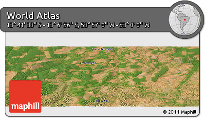 Satellite Panoramic Map of the Area around 13° 24' 15" S, 53° 28' 30" W