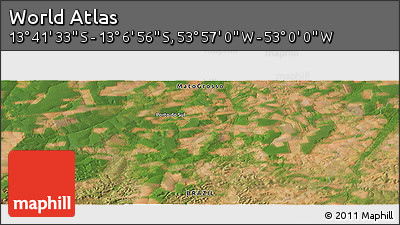 Satellite Panoramic Map of the Area around 13° 24' 15" S, 53° 28' 30" W