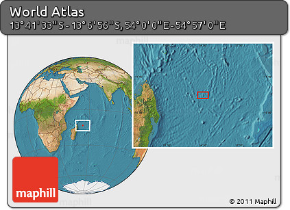 Satellite Location Map of the Area around 13° 24' 15" S, 54° 28' 30" E