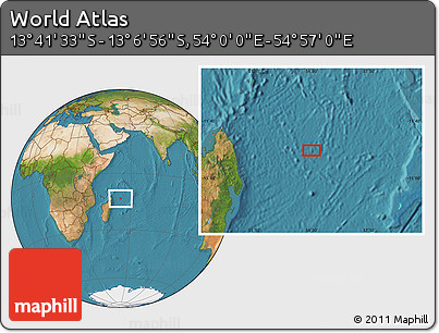 Satellite Location Map of the Area around 13° 24' 15" S, 54° 28' 30" E