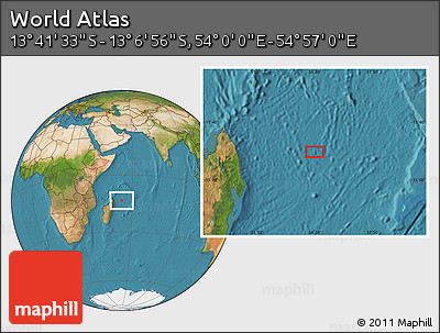 Satellite Location Map of the Area around 13° 24' 15" S, 54° 28' 30" E