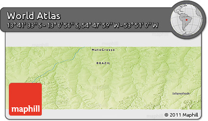 Physical Panoramic Map of the Area around 13° 24' 15" S, 54° 19' 30" W
