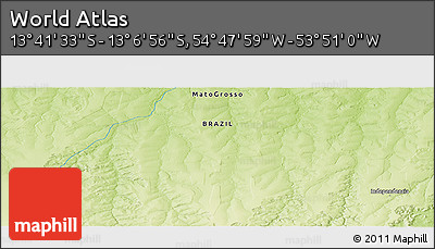 Physical Panoramic Map of the Area around 13° 24' 15" S, 54° 19' 30" W