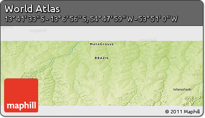 Physical Panoramic Map of the Area around 13° 24' 15" S, 54° 19' 30" W