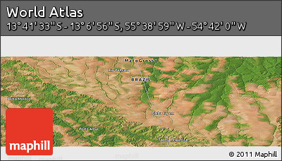 Satellite Panoramic Map of the Area around 13° 24' 15" S, 55° 10' 29" W