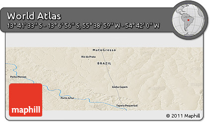 Shaded Relief Panoramic Map of the Area around 13° 24' 15" S, 55° 10' 29" W