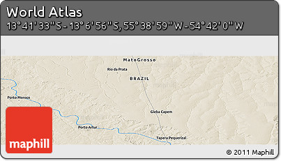 Shaded Relief Panoramic Map of the Area around 13° 24' 15" S, 55° 10' 29" W