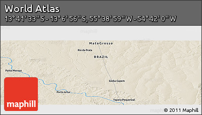 Shaded Relief Panoramic Map of the Area around 13° 24' 15" S, 55° 10' 29" W