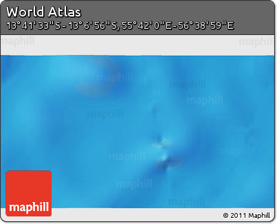 Physical 3D Map of the Area around 13° 24' 15" S, 56° 10' 29" E