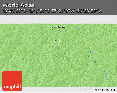 Political 3D Map of the Area around 13° 24' 15" S, 56° 52' 30" W