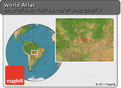 Satellite Location Map of the Area around 13° 24' 15" S, 56° 52' 30" W