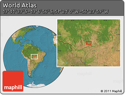 Satellite Location Map of the Area around 13° 24' 15" S, 56° 52' 30" W