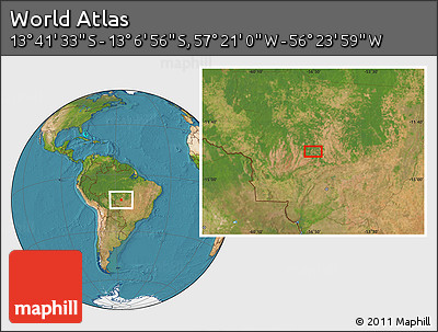 Satellite Location Map of the Area around 13° 24' 15" S, 56° 52' 30" W