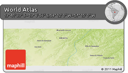 Physical Panoramic Map of the Area around 13° 24' 15" S, 57° 43' 30" W