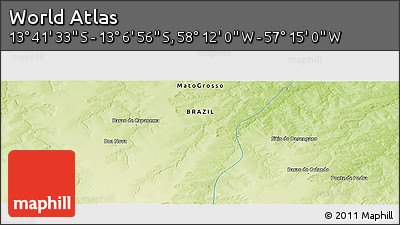 Physical Panoramic Map of the Area around 13° 24' 15" S, 57° 43' 30" W