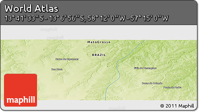 Physical Panoramic Map of the Area around 13° 24' 15" S, 57° 43' 30" W
