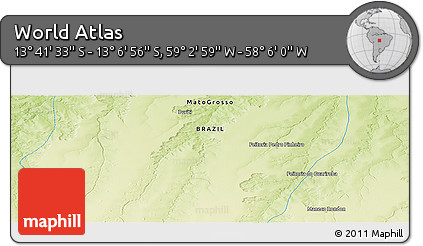 Physical Panoramic Map of the Area around 13° 24' 15" S, 58° 34' 30" W