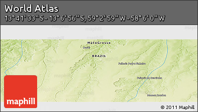 Physical Panoramic Map of the Area around 13° 24' 15" S, 58° 34' 30" W