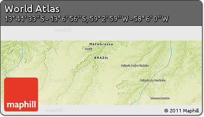 Physical Panoramic Map of the Area around 13° 24' 15" S, 58° 34' 30" W