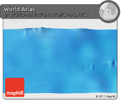 Physical 3D Map of the Area around 13° 24' 15" S, 5° 52' 30" W