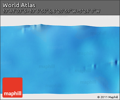Physical 3D Map of the Area around 13° 24' 15" S, 5° 52' 30" W