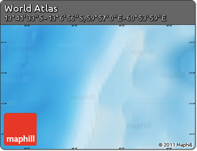 Physical Map of the Area around 13° 24' 15" S, 60° 25' 29" E