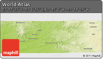 Physical Panoramic Map of the Area around 13° 24' 15" S, 60° 16' 29" W