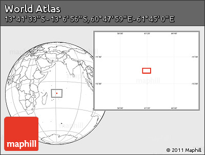 Blank Location Map of the Area around 13° 24' 15" S, 61° 16' 29" E