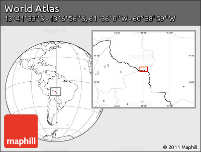 Blank Location Map of the Area around 13° 24' 15" S, 61° 7' 30" W