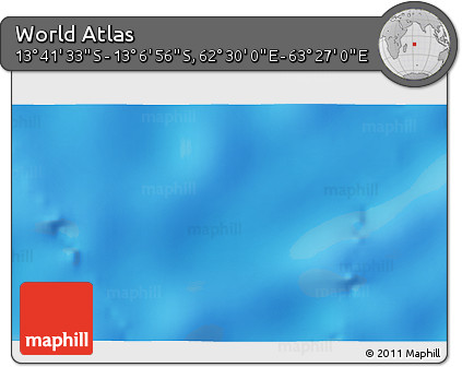 Physical 3D Map of the Area around 13° 24' 15" S, 62° 58' 30" E